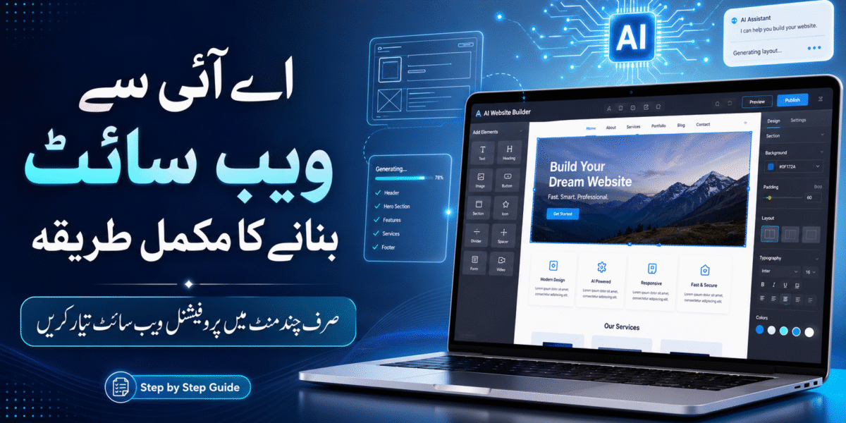 اے آئی سے ویب سائٹ بنانے کا مکمل طریقہ — صرف چند منٹ میں پروفیشنل ویب سائٹ تیار کریں