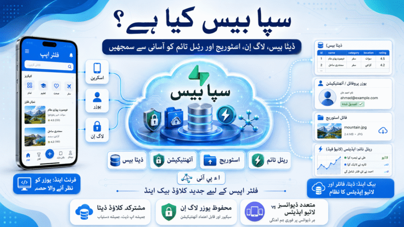 Understand Supabase for mobile apps, including database, authentication, storage, realtime updates, SQL, security policies, and Flutter integration